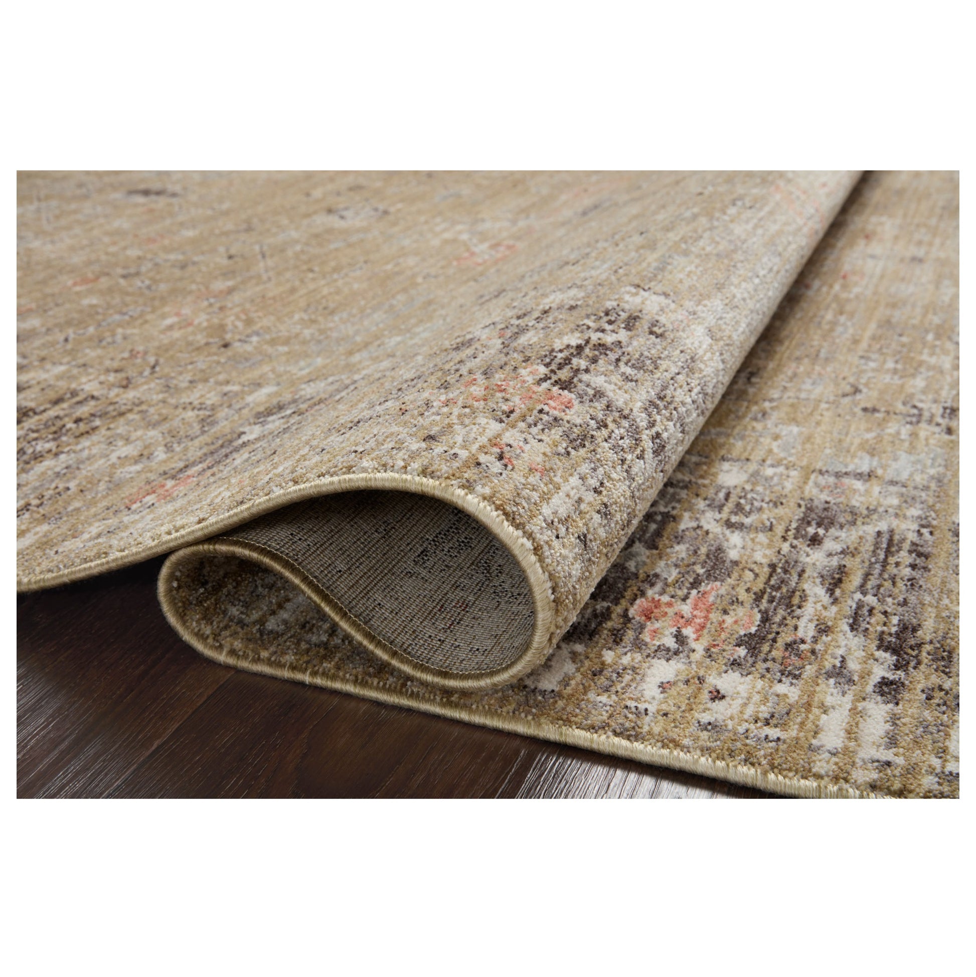 Millie Gold Charcoal Rug rolled