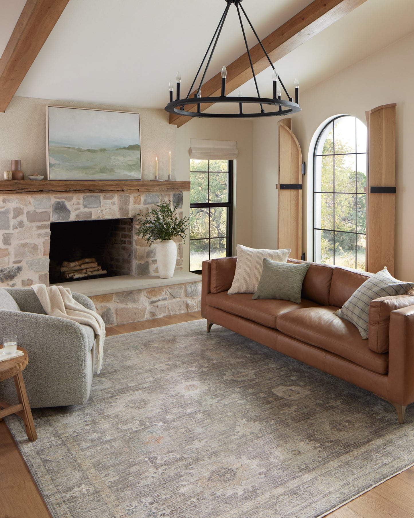 Millie Stone Natural Rug in living room