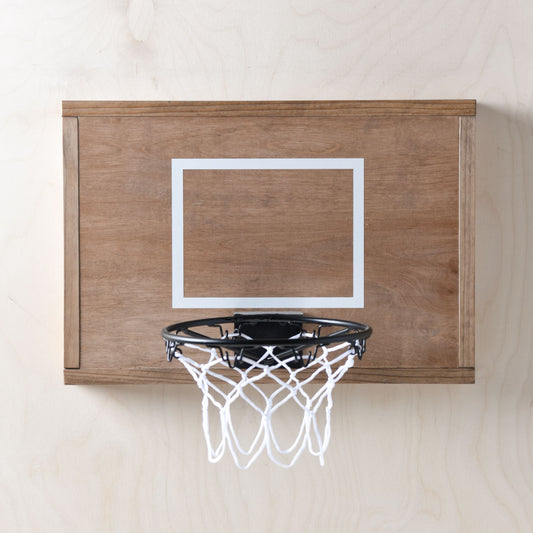 wall mounted natural wood mini basketball hoop