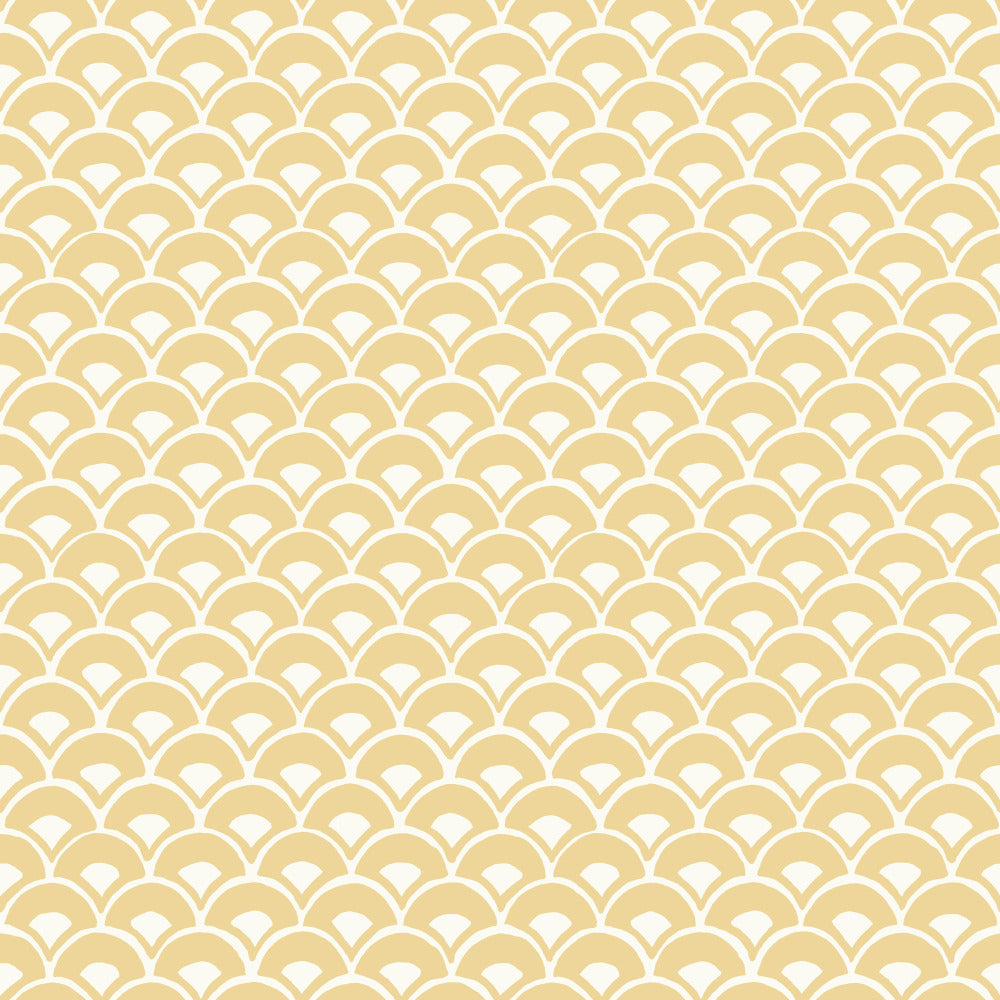 light yellow and white modern scallops pattern wallpaper