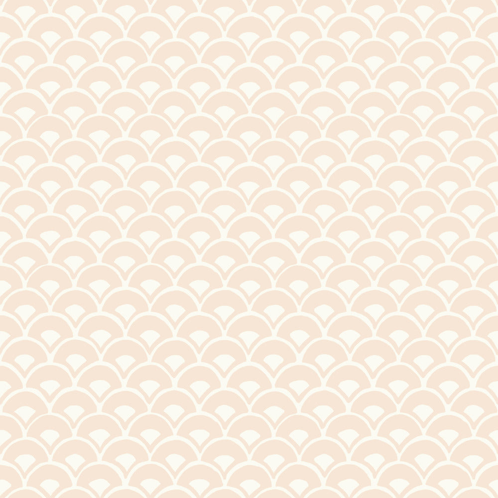 light pink and white modern scallops pattern wallpaper