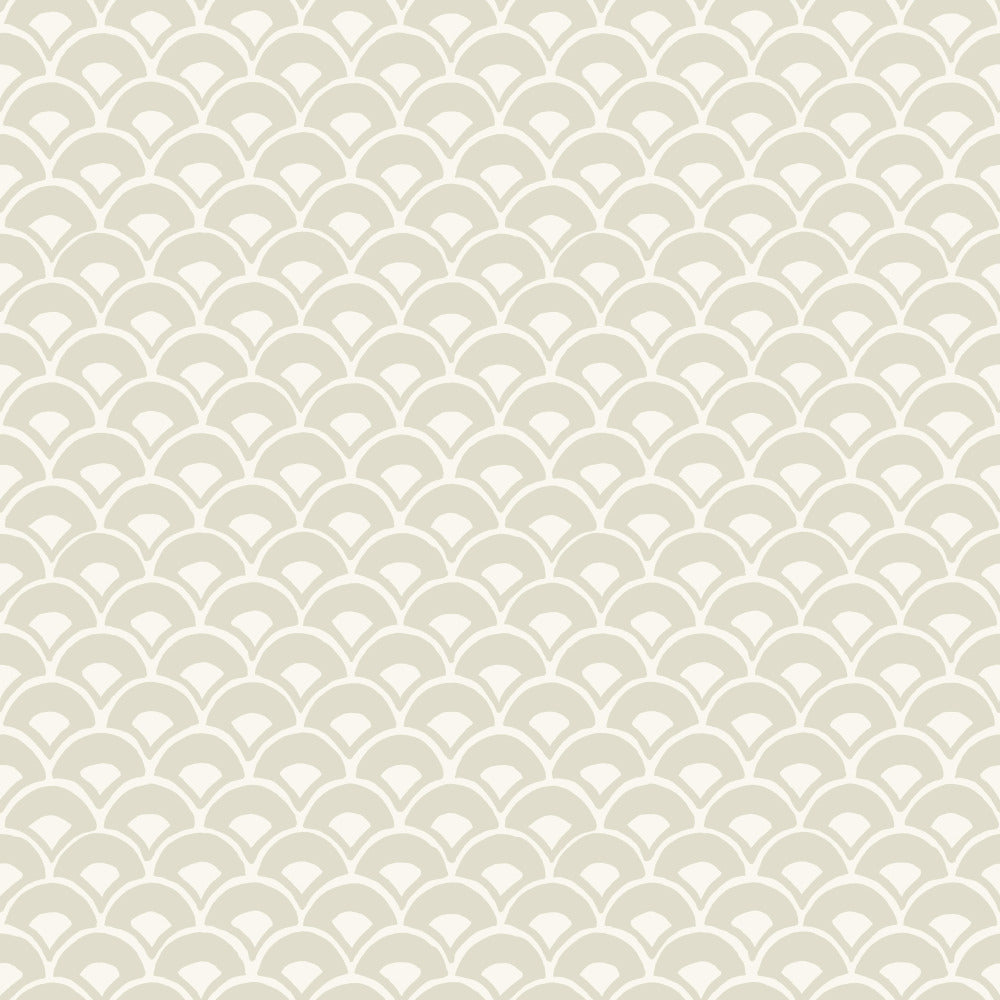 beige and white modern scallops pattern wallpaper