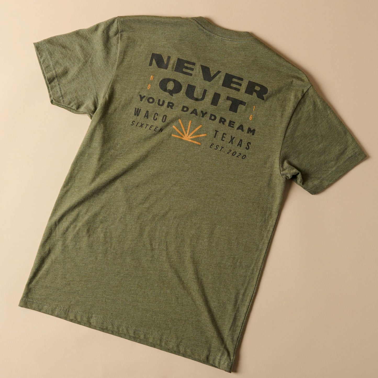 Magnolia Never Quit Military Green Shirt