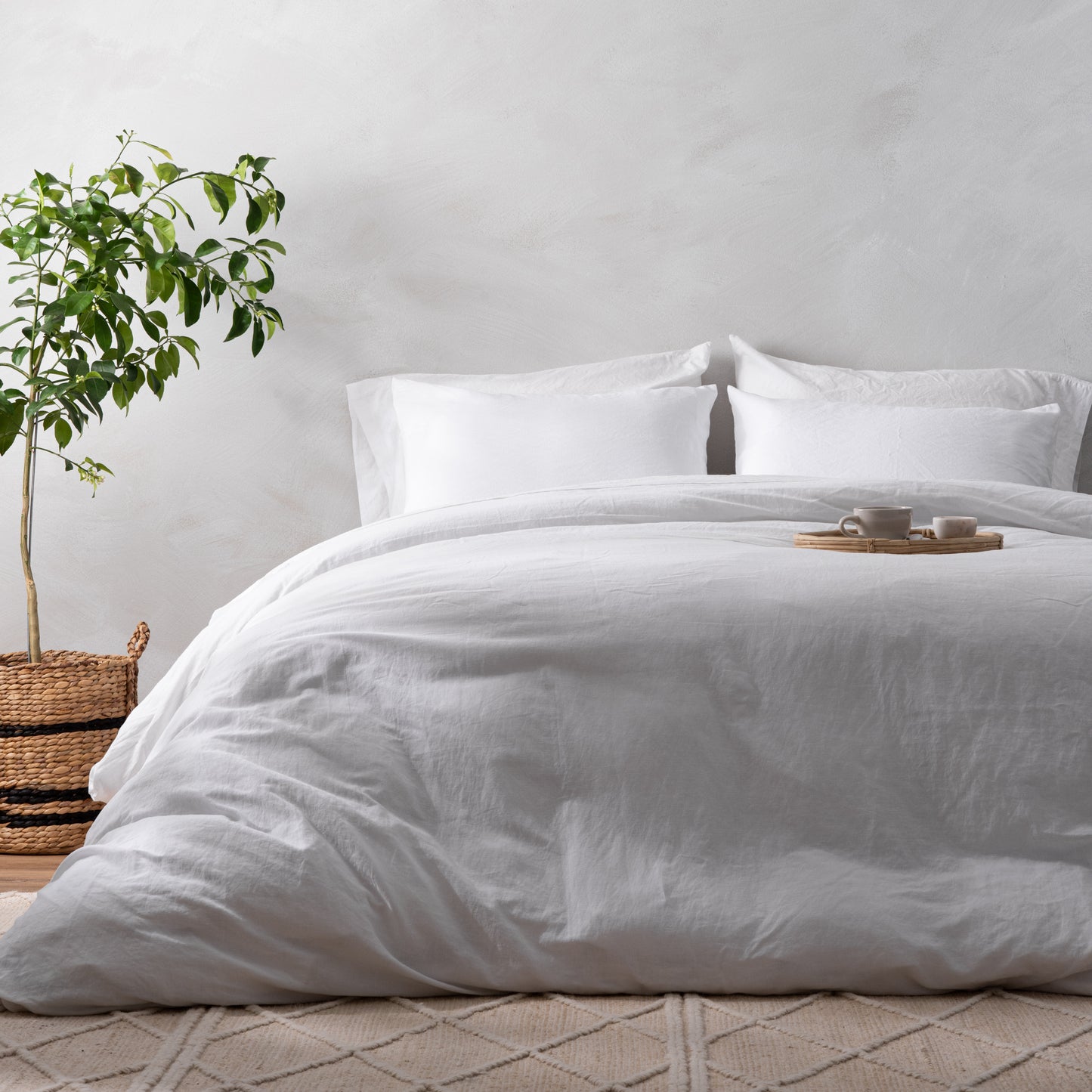 magnolia linen cotton duvet cover bedding in white