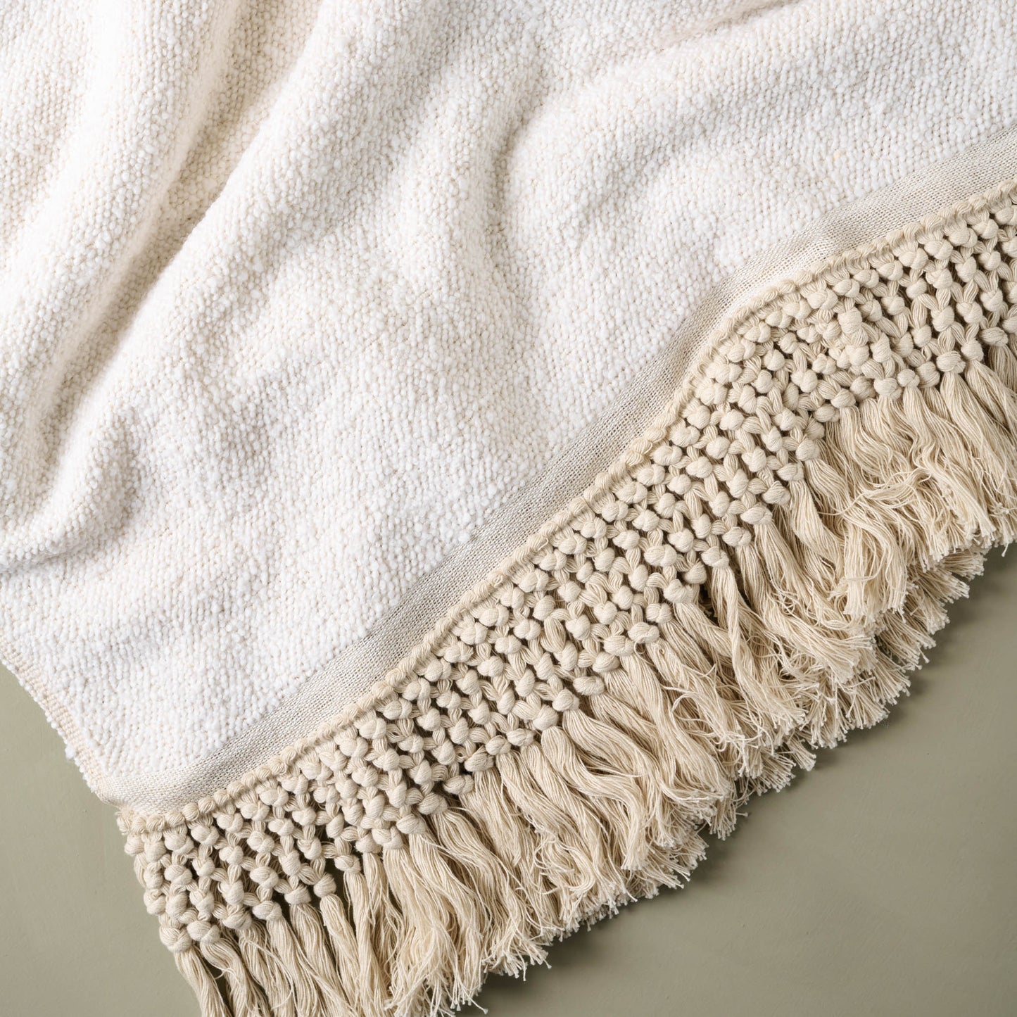 Angora Tassel Throw close up of tassels