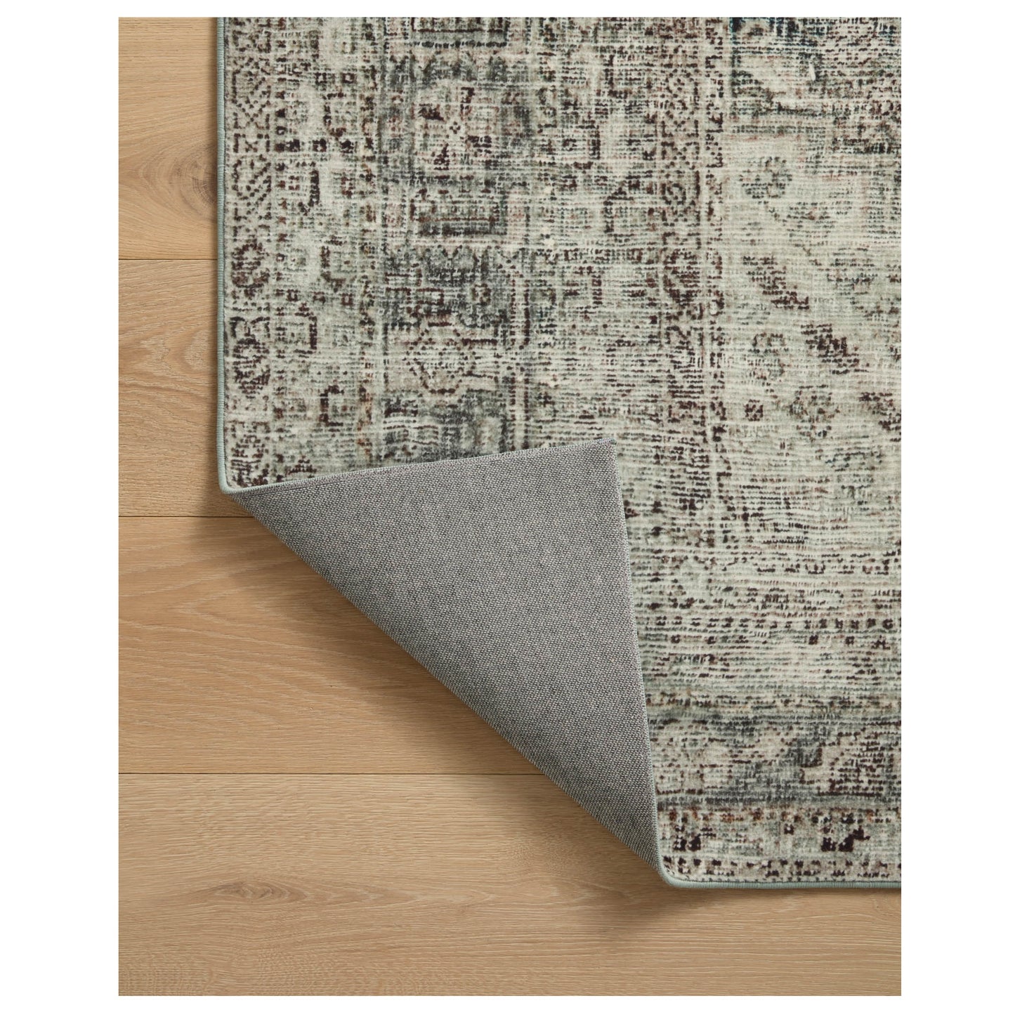 Sinclair Natural Sage Rug corner flipped up