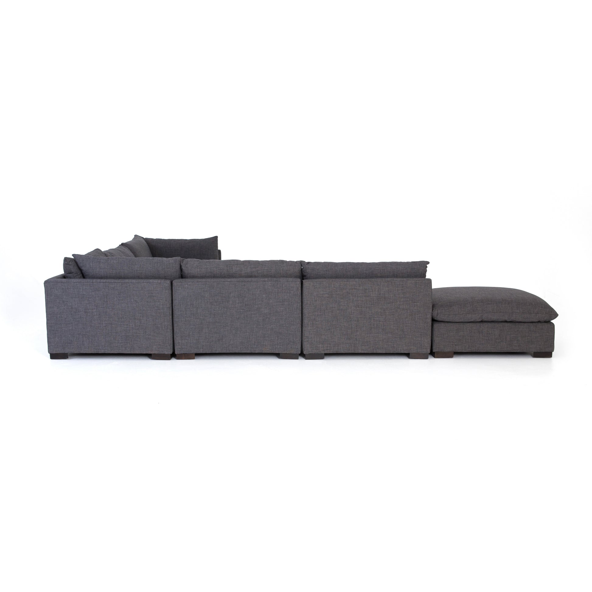 charcoal fabric L-shaped sectional sofa with ottoman for magnolia
