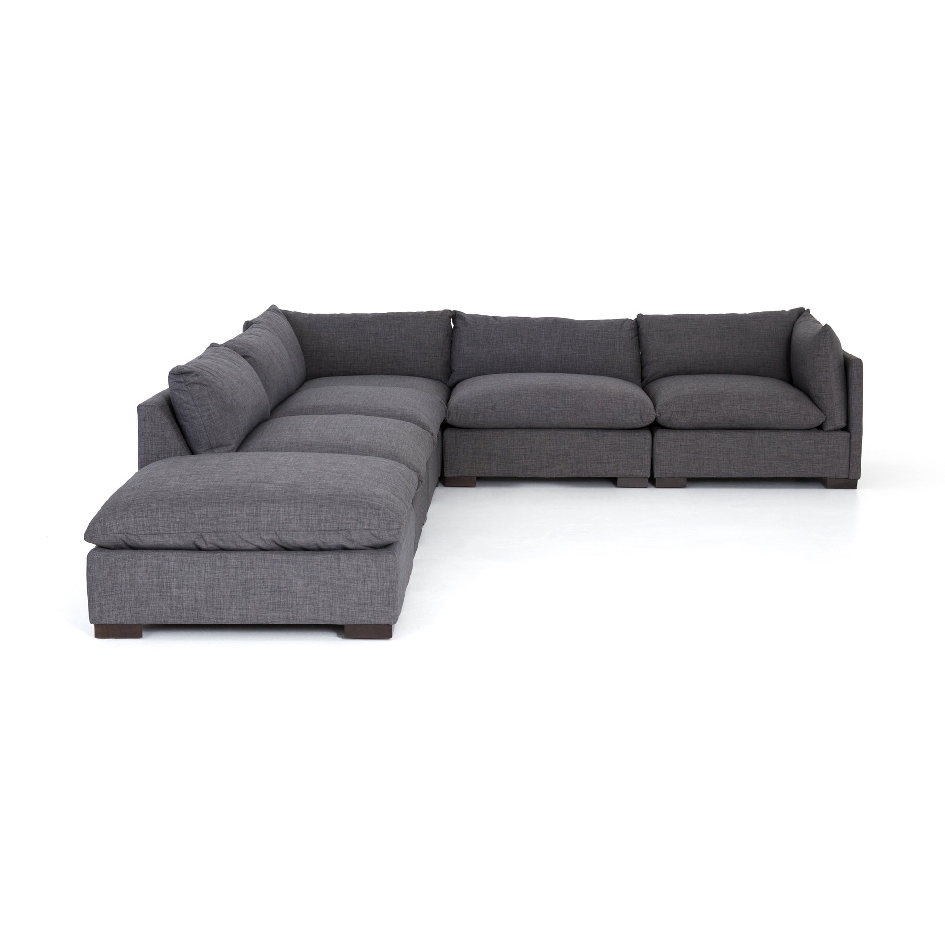 charcoal fabric L-shaped sectional sofa with ottoman for magnolia