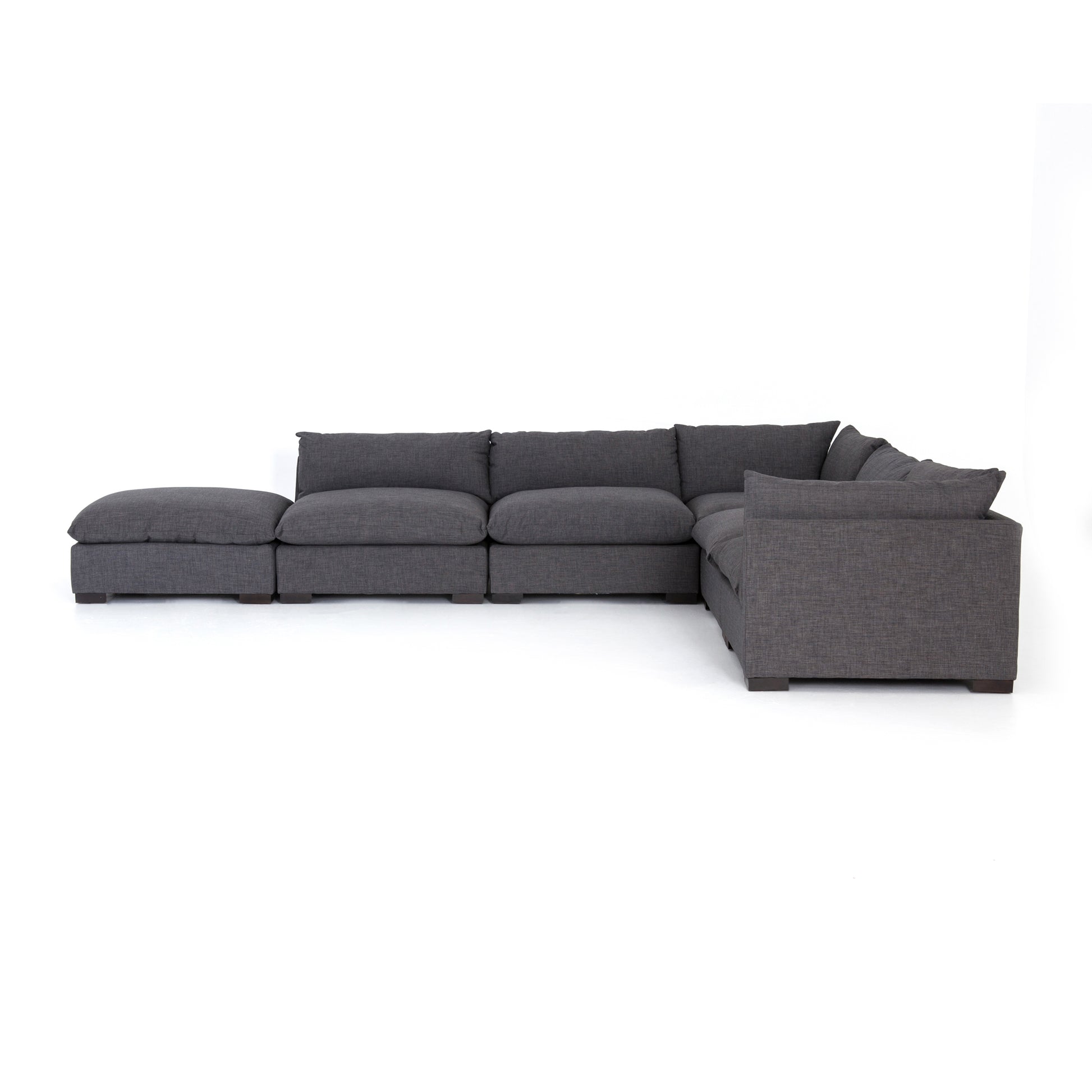 charcoal fabric L-shaped sectional sofa with ottoman for magnolia