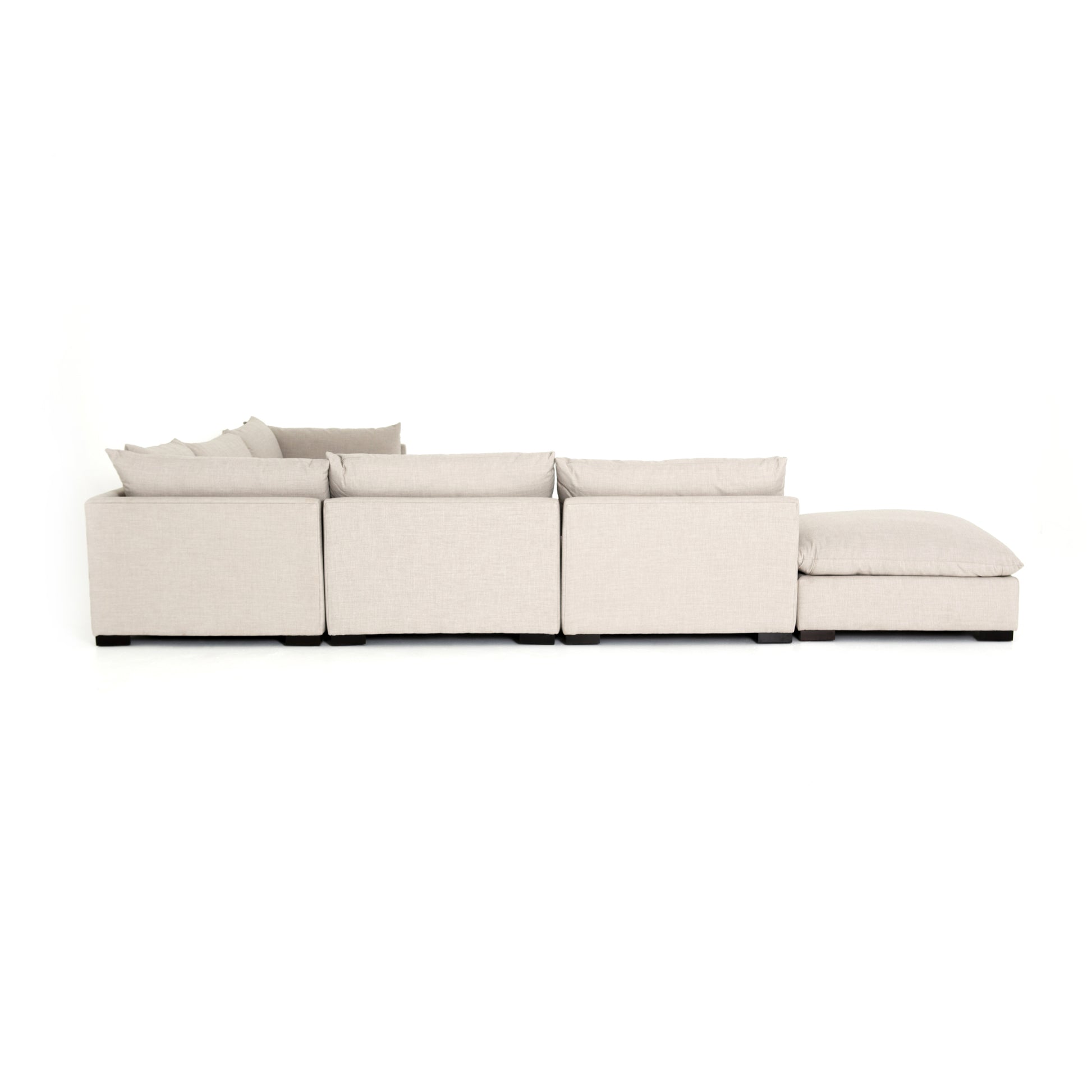 cream fabric L-shaped sectional sofa with ottoman for magnolia