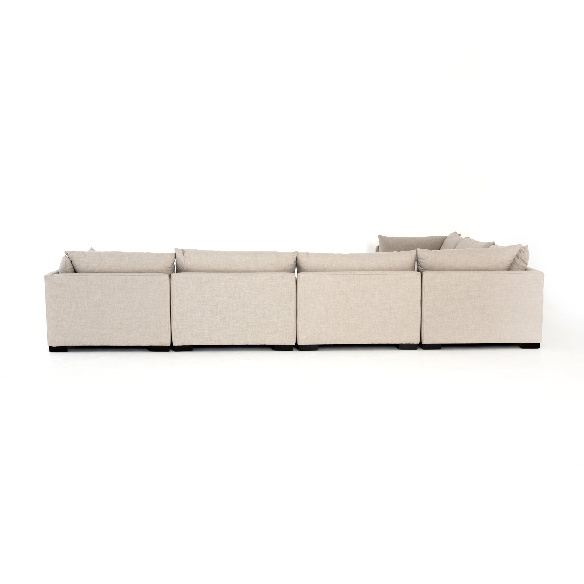 cream fabric L-shaped sectional sofa with ottoman for magnolia