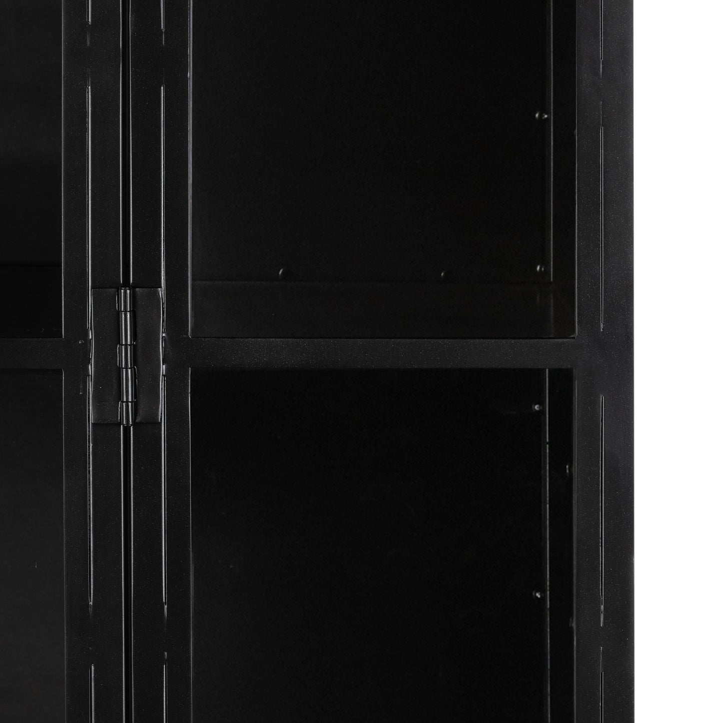 large black metal cabinet with rounded top