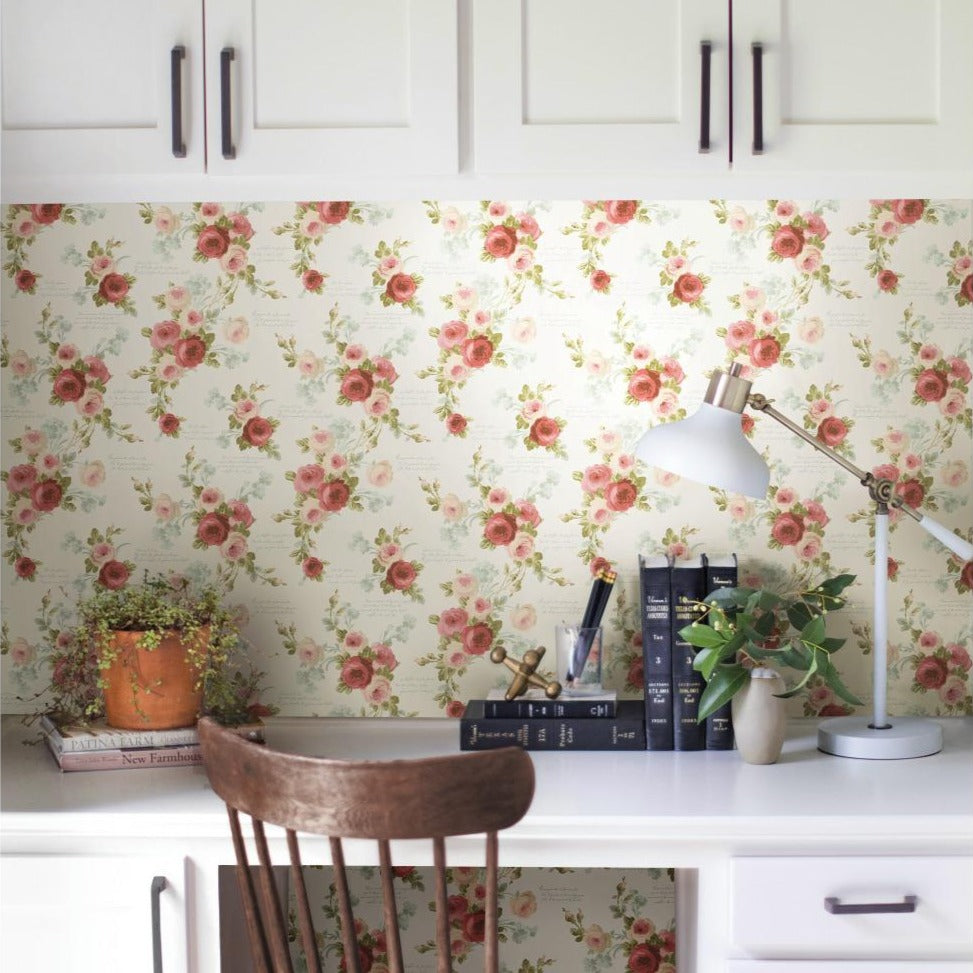 coral and light blue watercolor paintings wallpaper