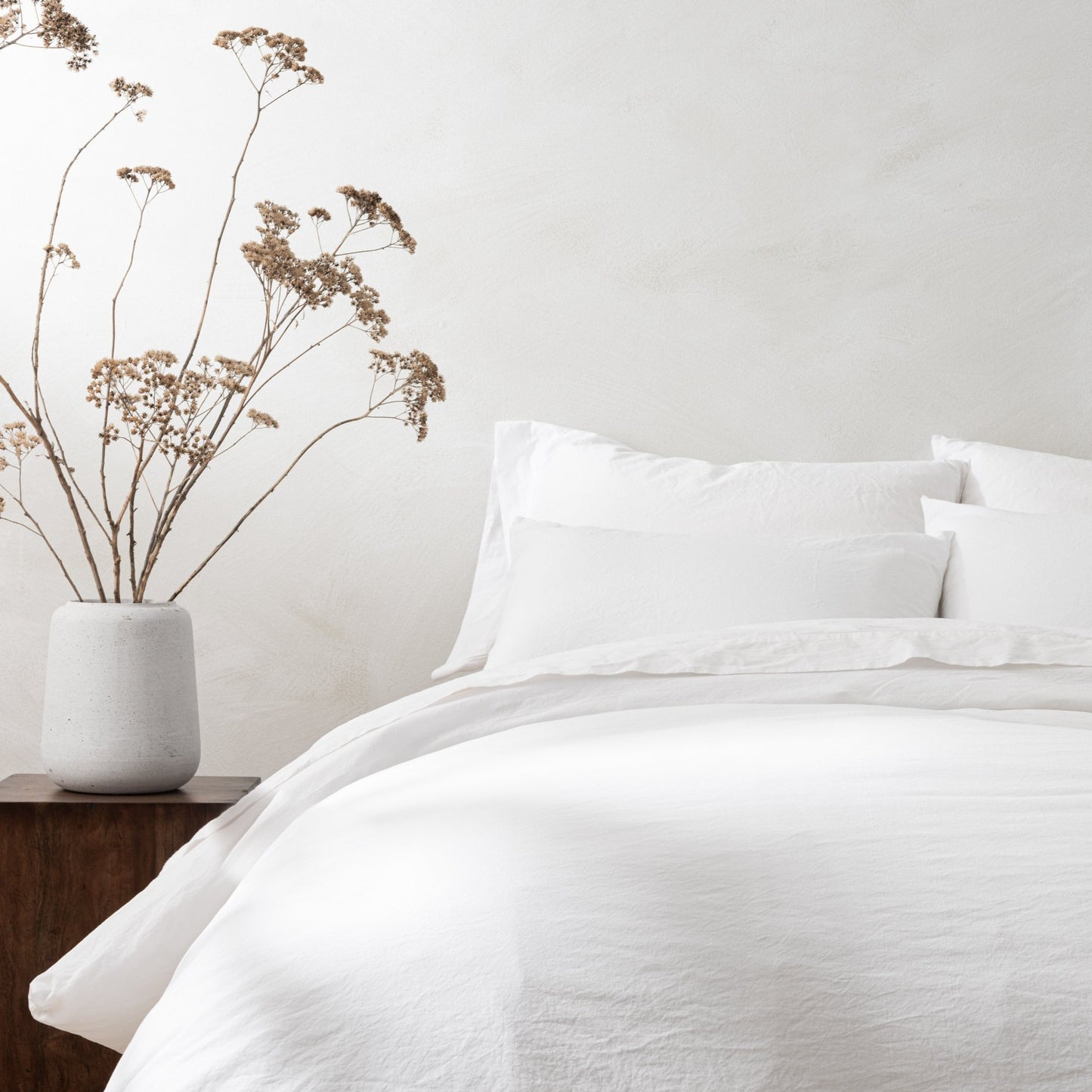 magnolia 100% cotton melange duvet cover bedding in white