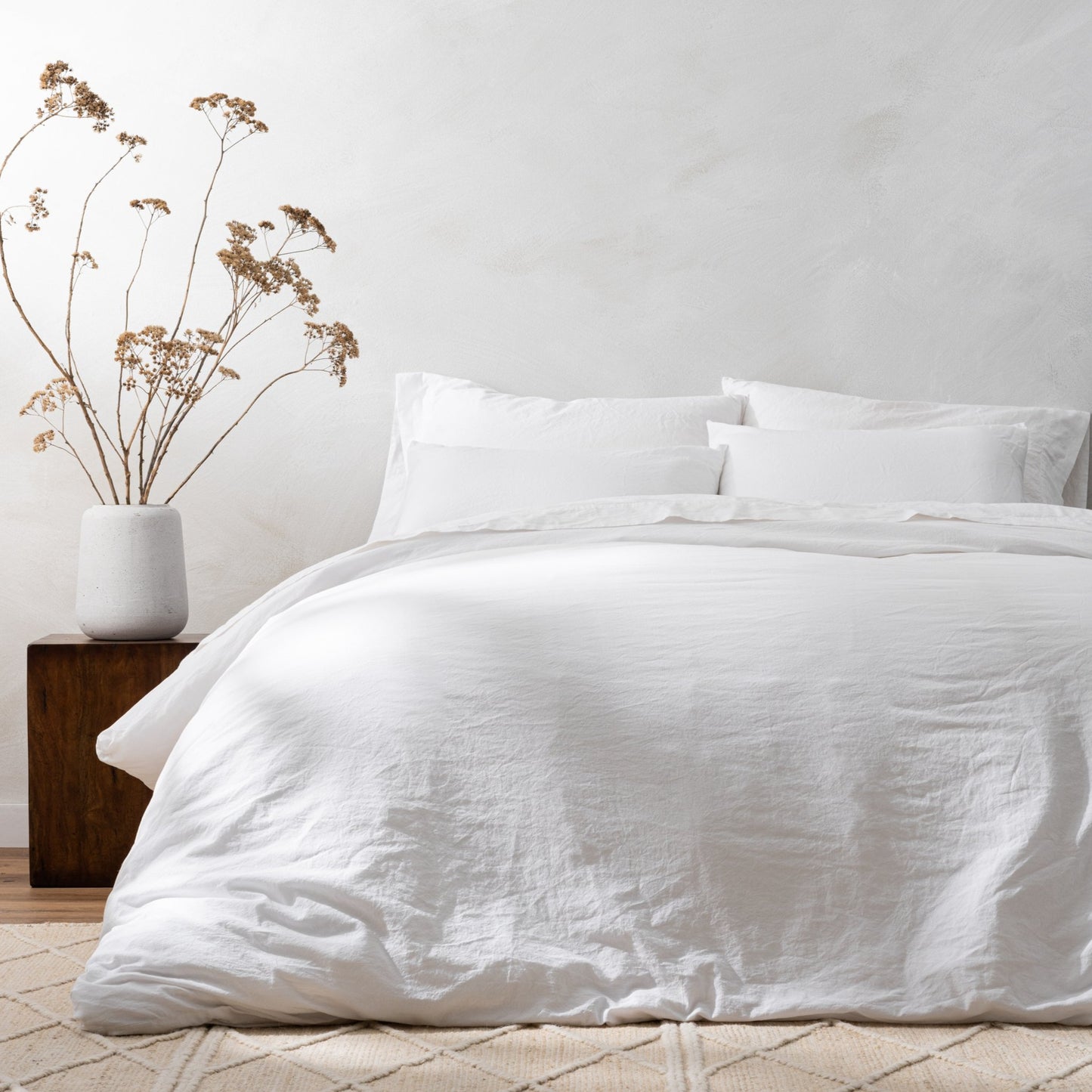 magnolia 100% cotton melange duvet cover bedding in white