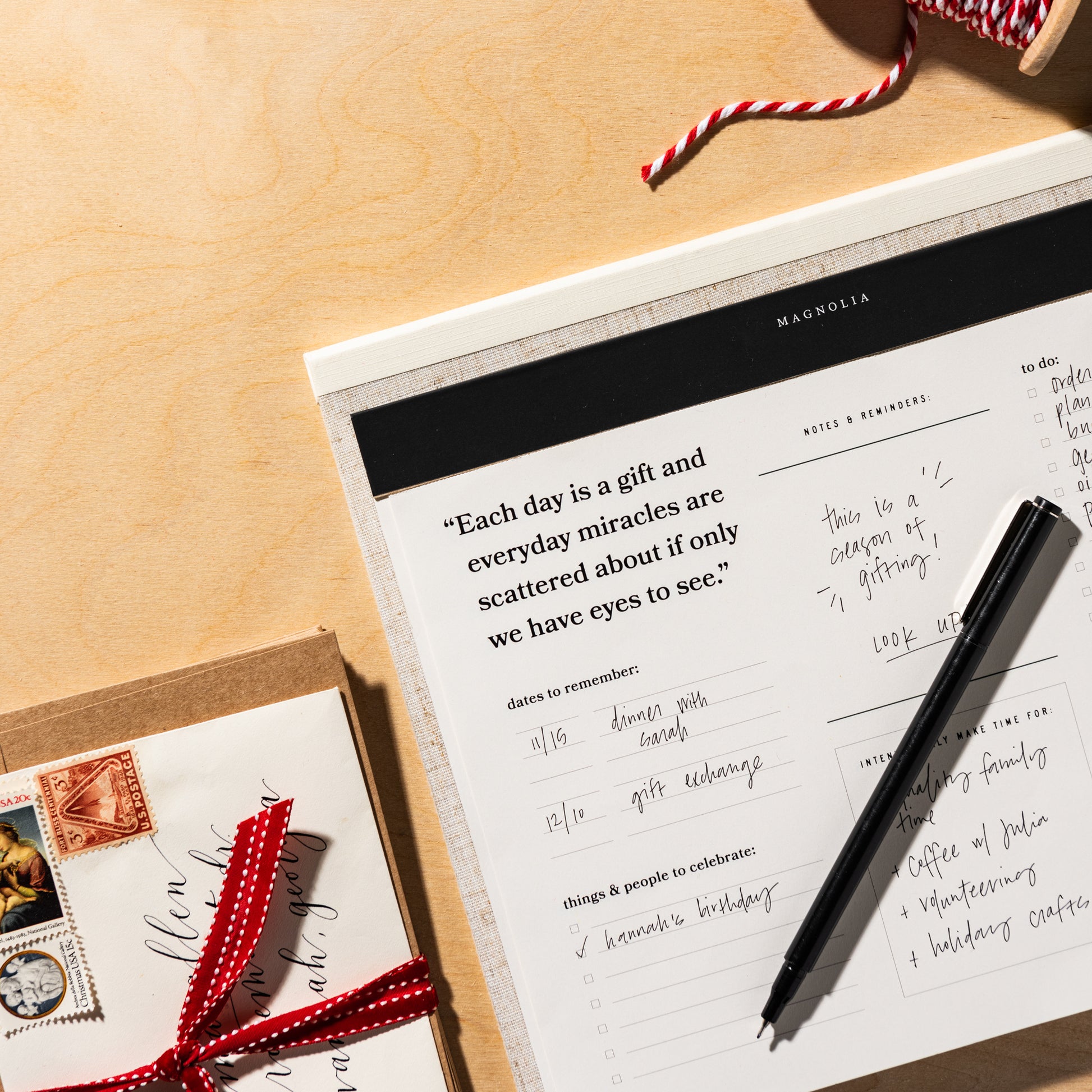 white notepad with various intentional sections