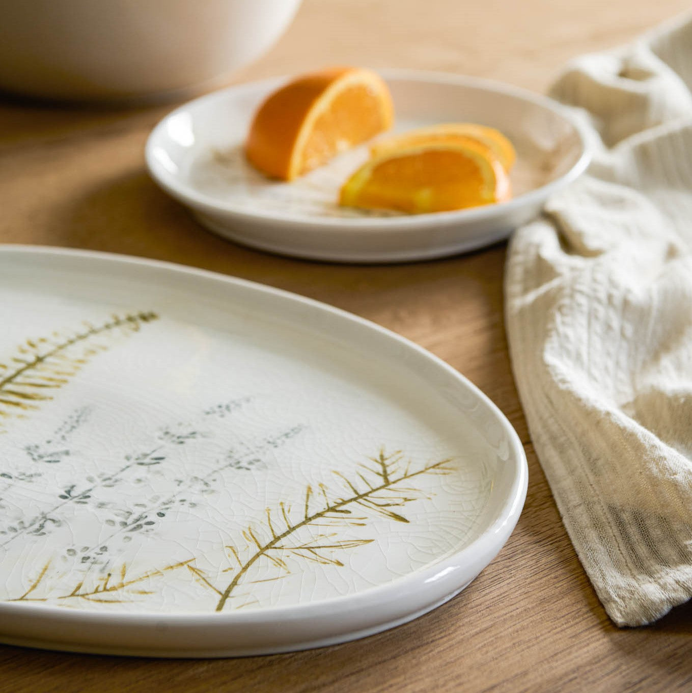 Pressed Floral Ceramic Platter