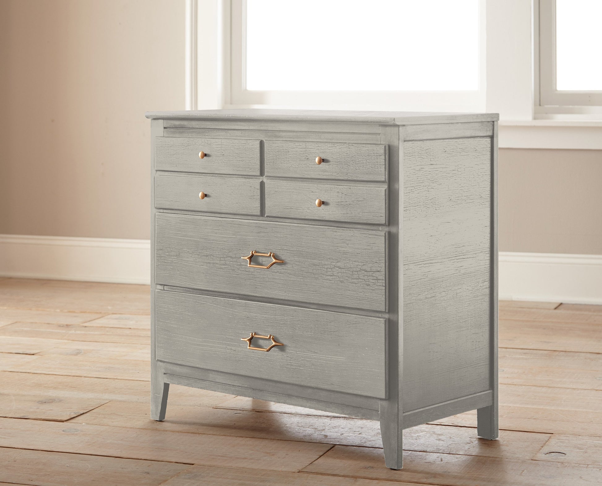 Mouse gray dusted lightly with beige chalk style paint