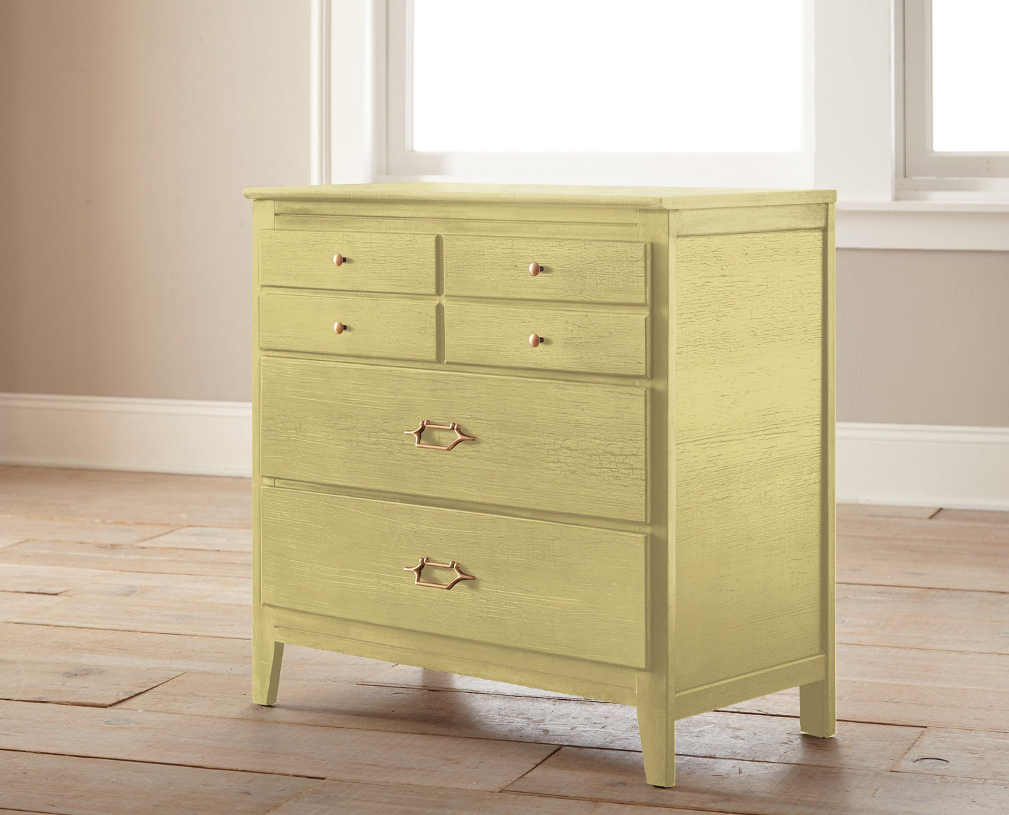 Earthy yellow with slight green undertone chalk style paint