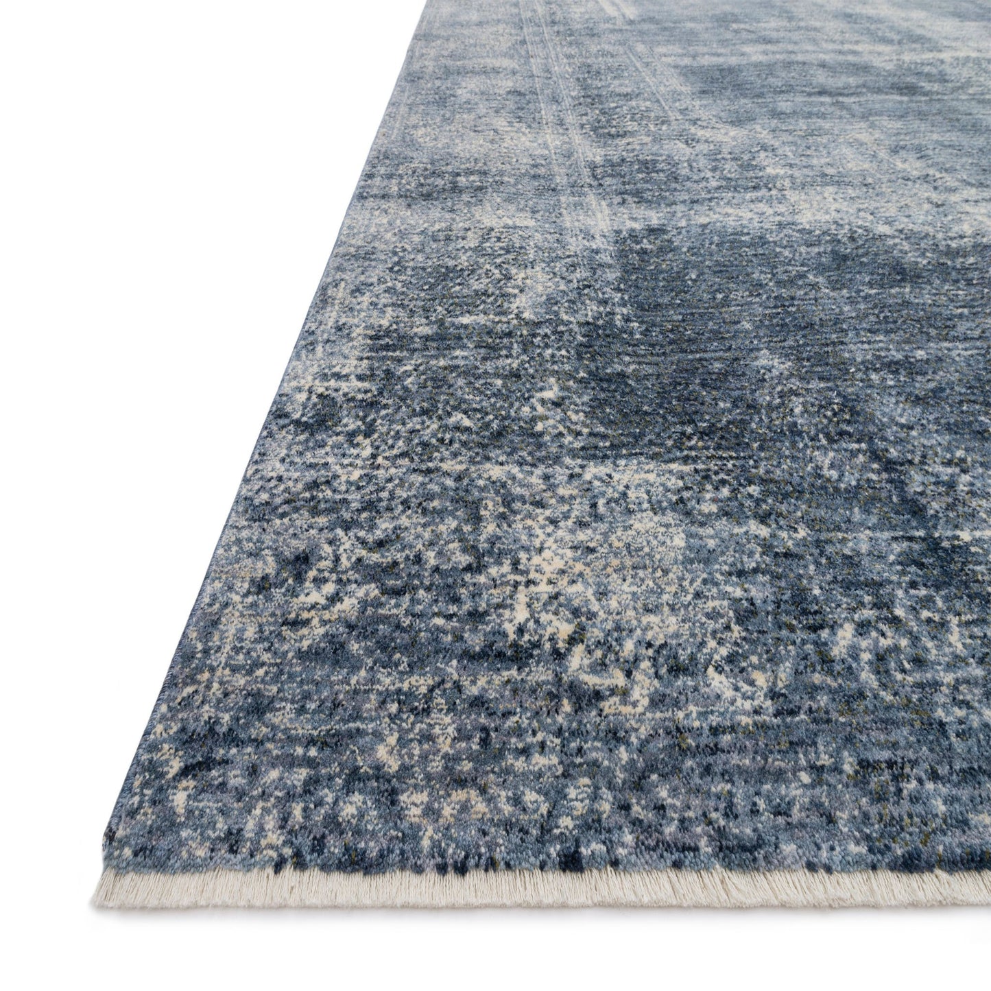 distressed blue and ivory rug