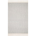 modern light gray and ivory rug with modern pattern and tassel fringe