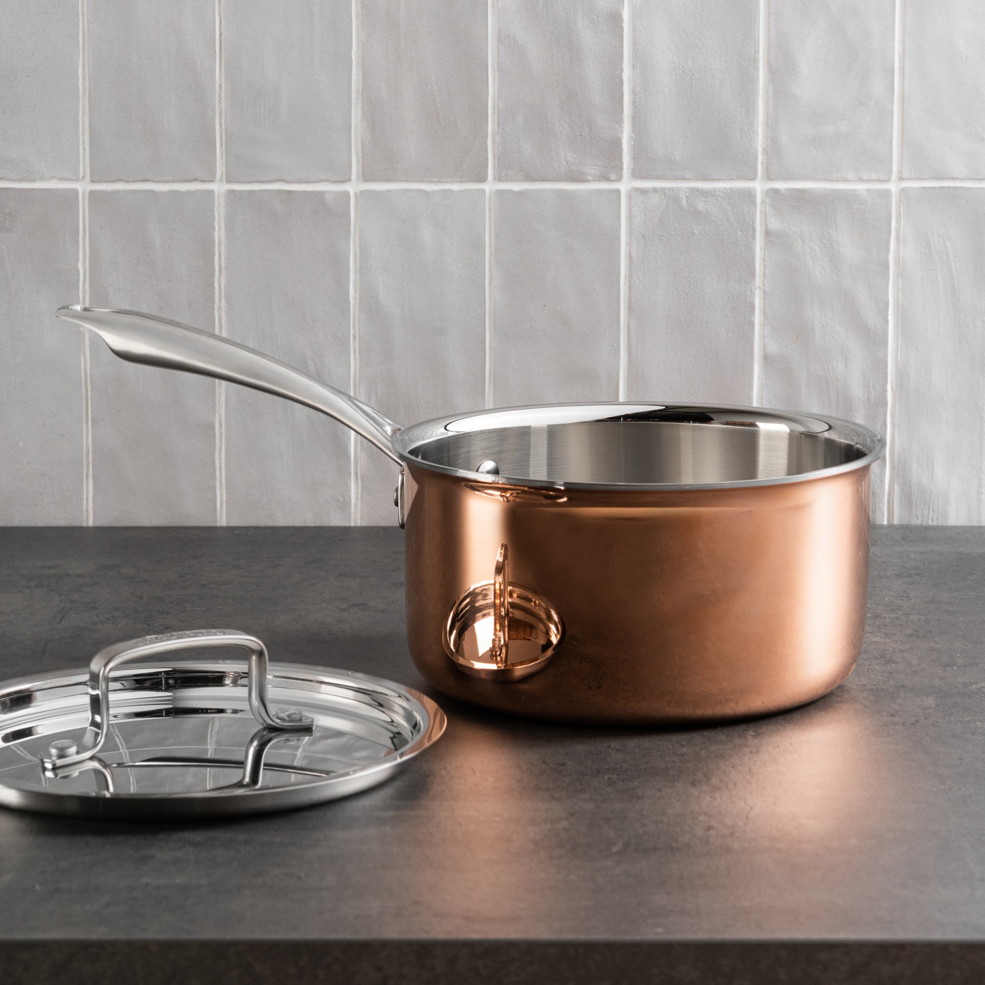 cuisinart tri ply stainless steel eight piece copper cookware set