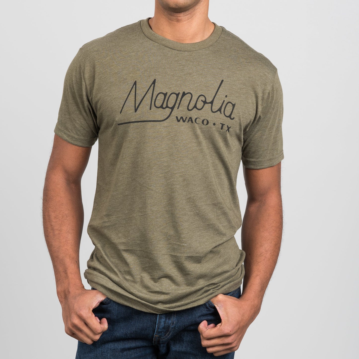 olive green magnolia vintage logo tshirt