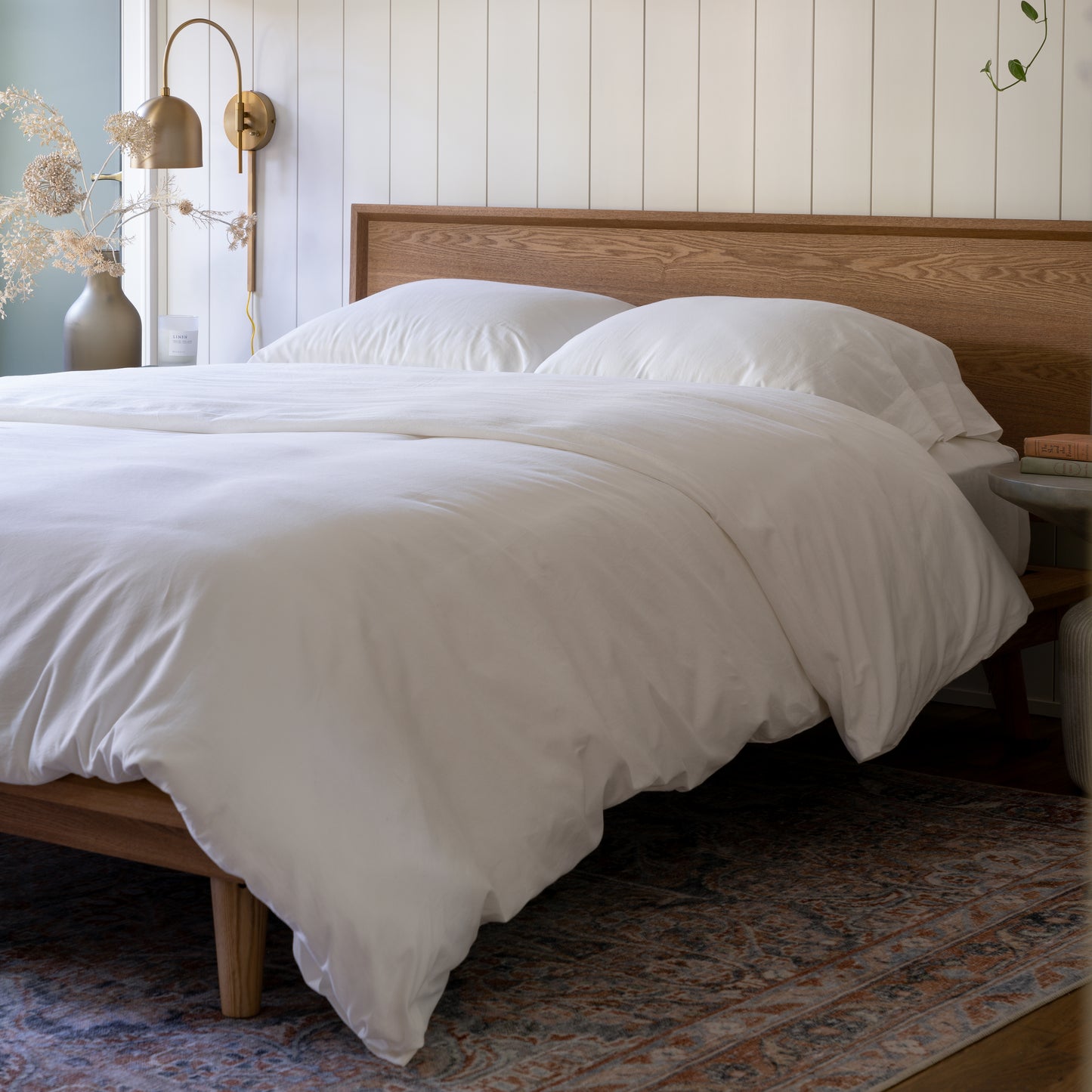 magnolia 100% cotton melange duvet cover bedding in white