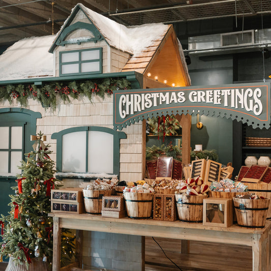 Magnolia Market in Waco, Texas, decorated for the holiday season.