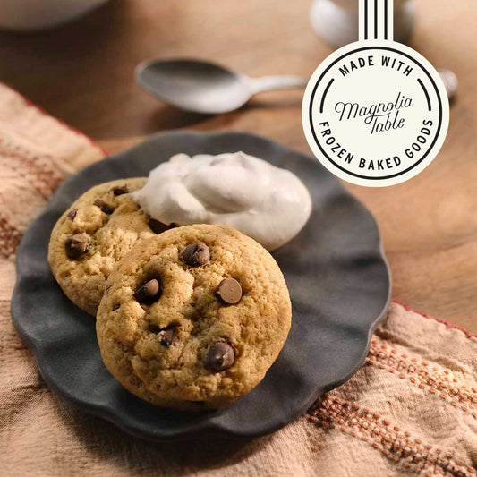 Chocolate Chip Cookies with Whipped Cream + Coffee Recipe - made with Magnolia Table Frozen Baked Goods