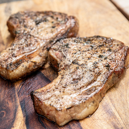 Annie Starke's Grilled Pork Chops with Huckleberry Sauce
