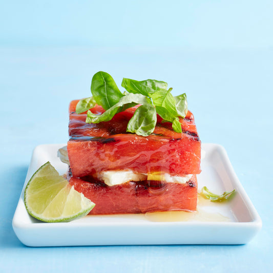 Grilled Watermelon with Feta Salad Stacks