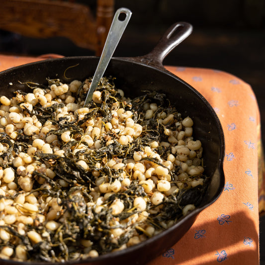 Katie Button's Sautéed Skinned Corn with Wild Greens