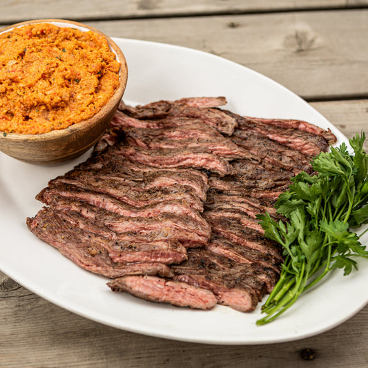 Annie Starke's Sliced Skirt Steak with Romesco Sauce