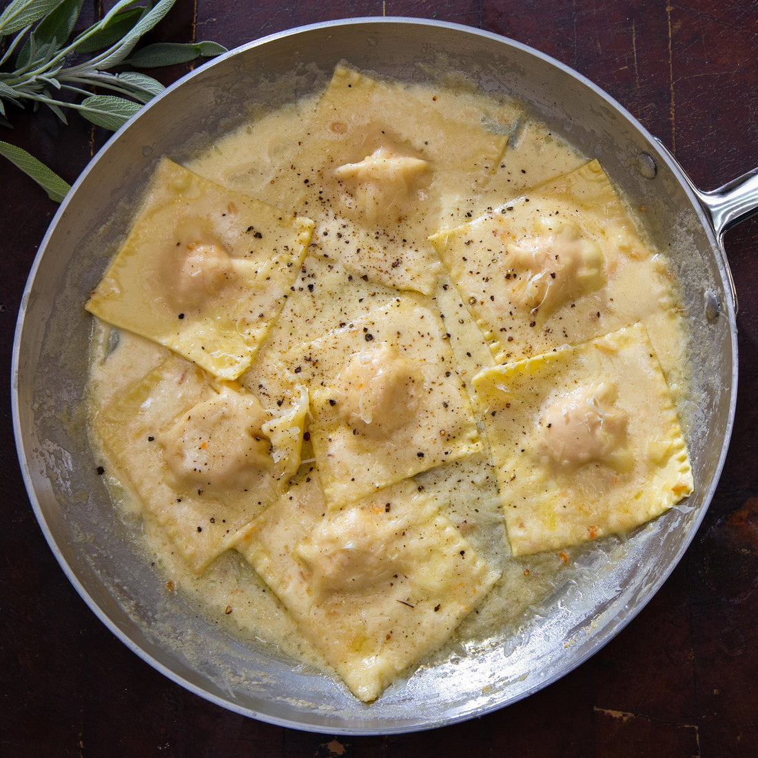 Elizabeth Poett's Sweet Potato Ravioli with Butter-Sage Cream Sauce