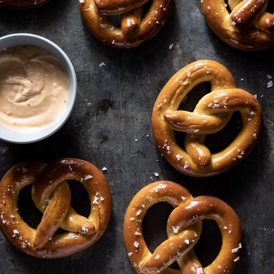 homemade pretzels and dipping sauce