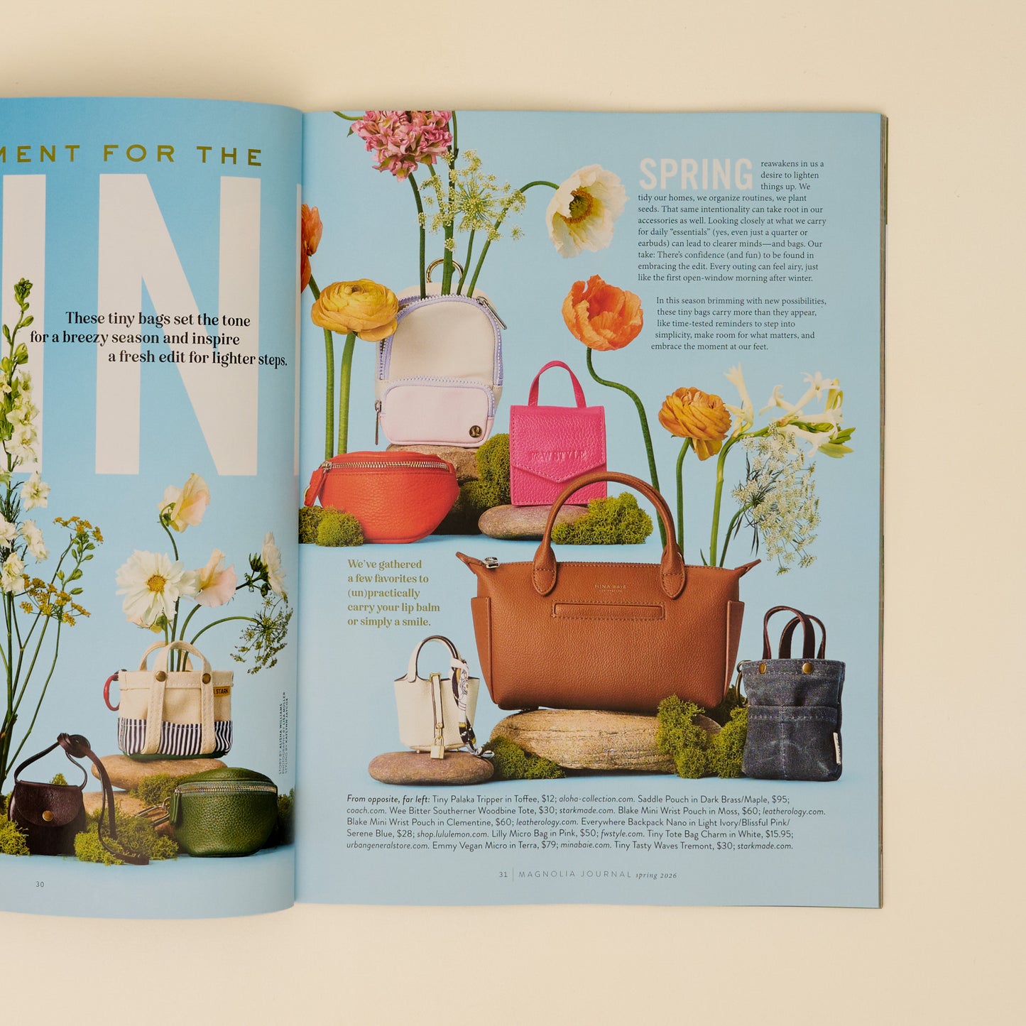 Magnolia Journal Spring 2026 featuring spring handbags