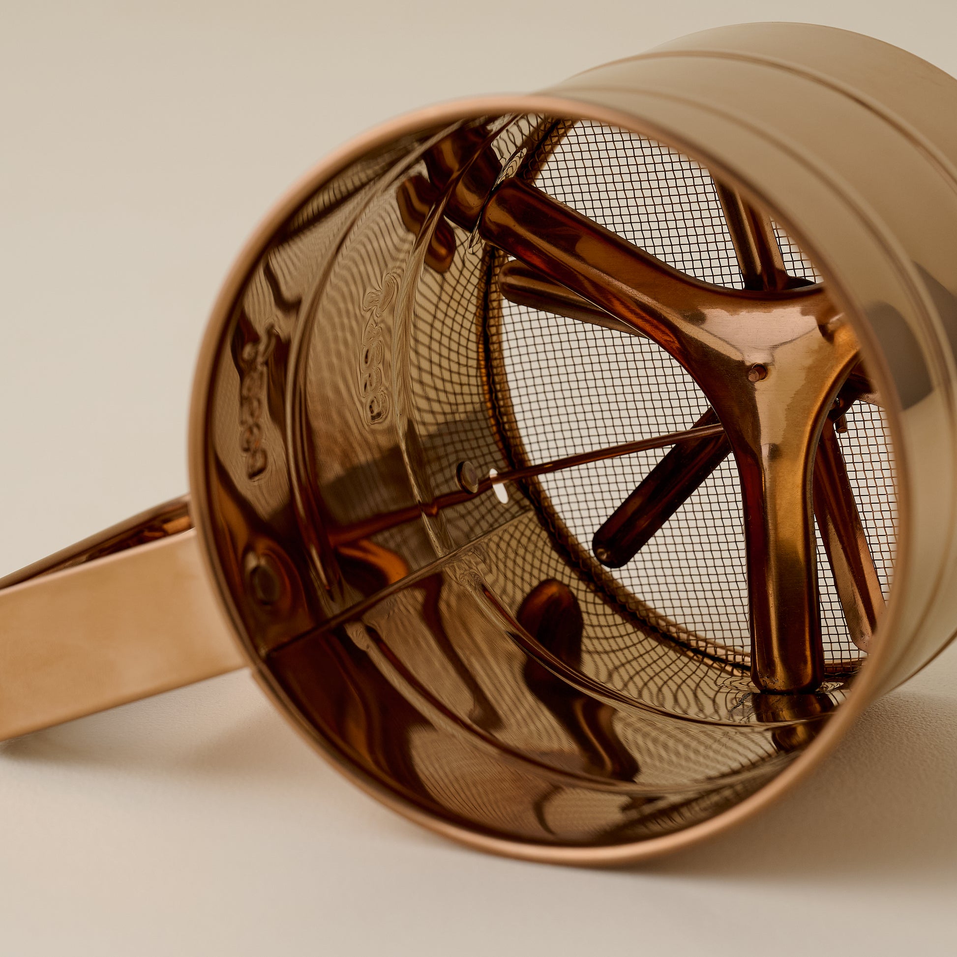 Copper Flour Sifter up close