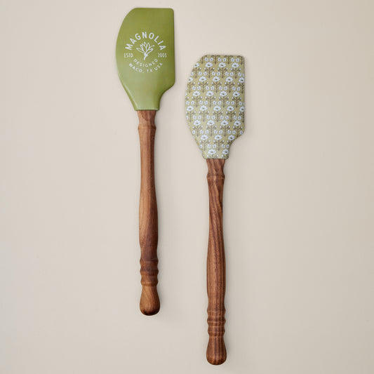 Magnolia Turned Handle Flower Spatula Bundle
