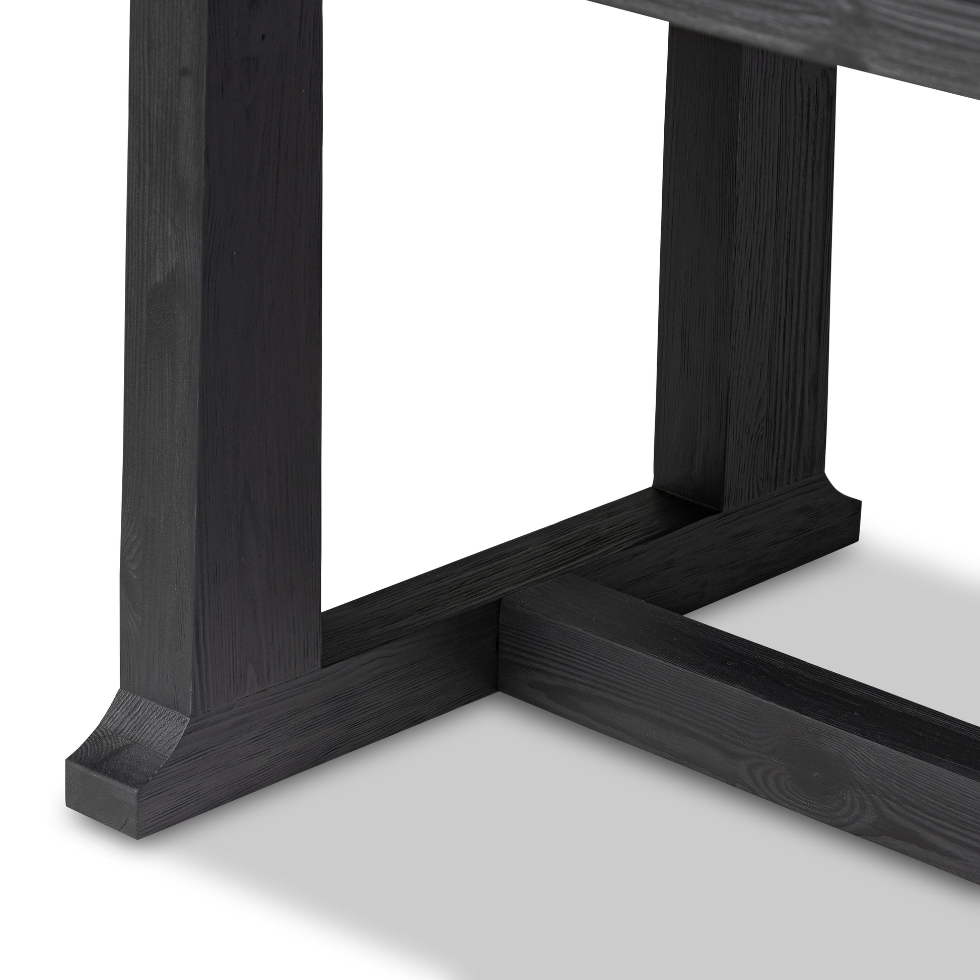 Holden Table in black pine legs up close