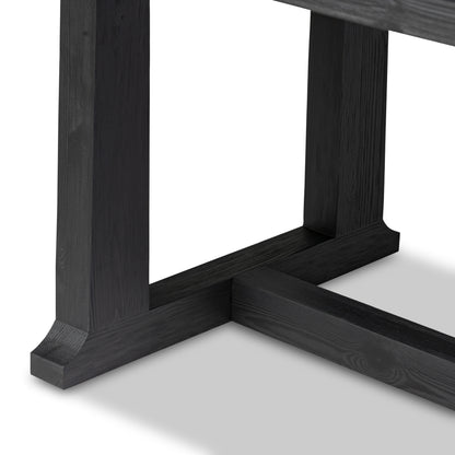 Holden Table in black pine legs up close
