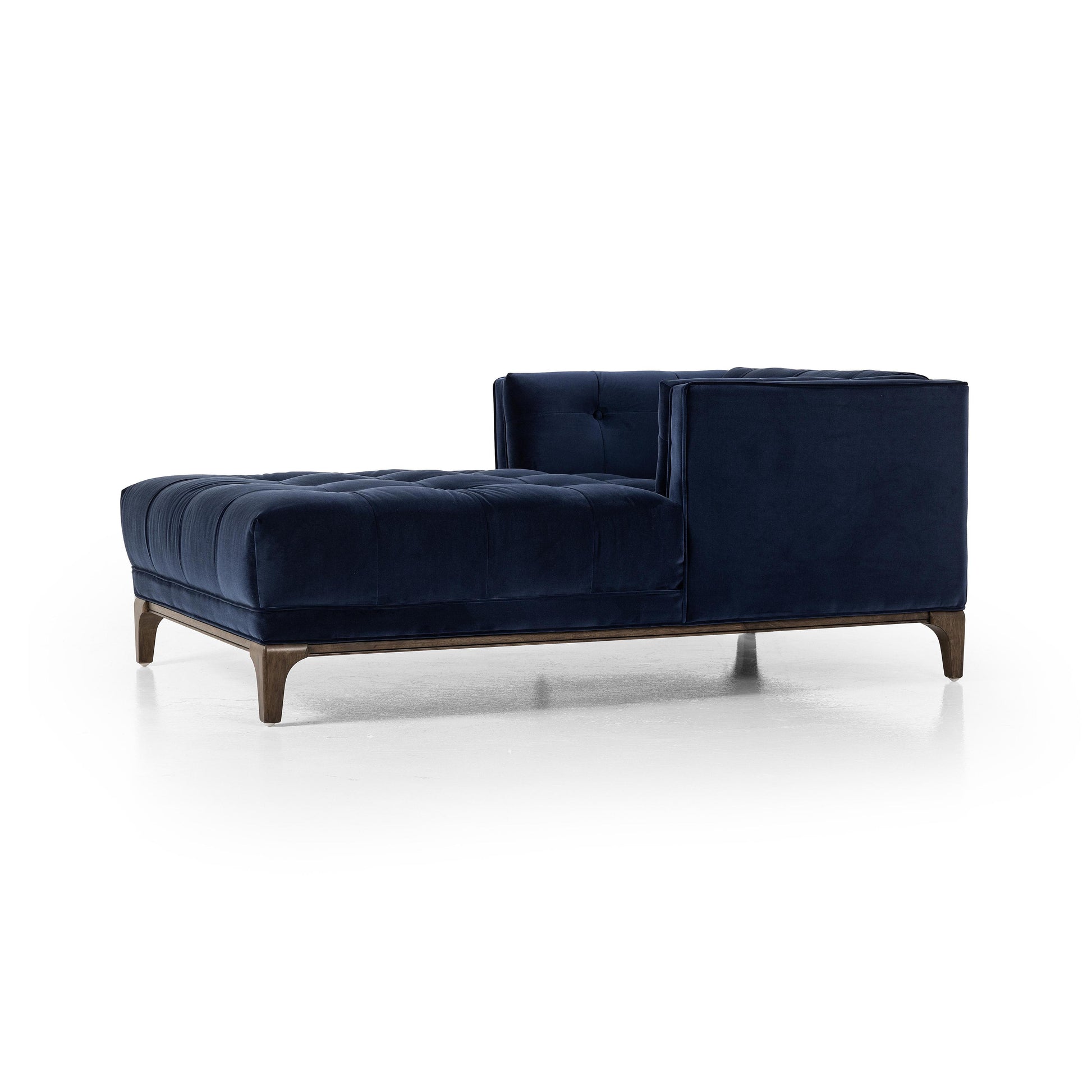 Elsie Chaise in midnight velvet angled side view