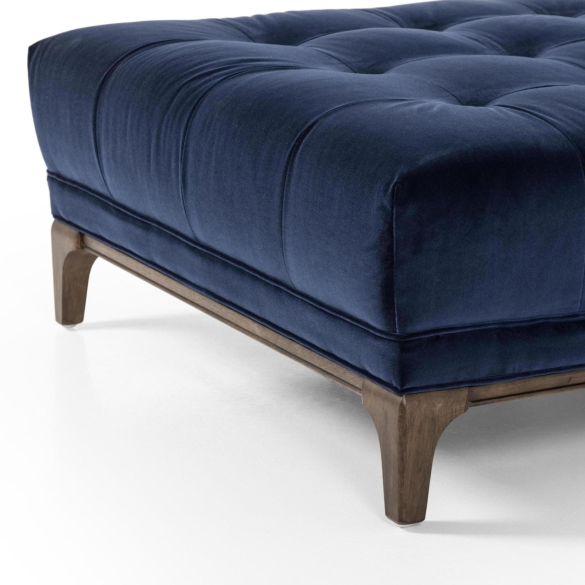 Elsie Chaise in midnight velvet close up of foot of chase