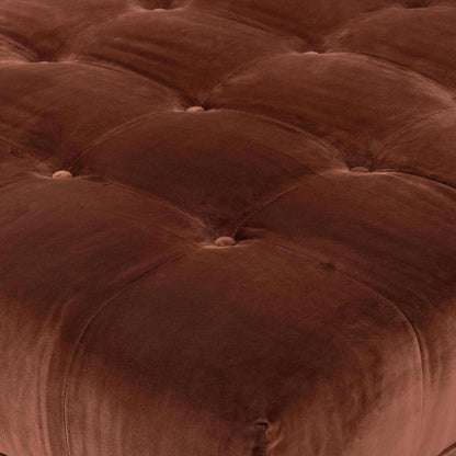 Elsie Chaise in auburn velvet close up of material and buttons