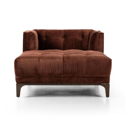 Elsie Chaise in auburn velvet front view