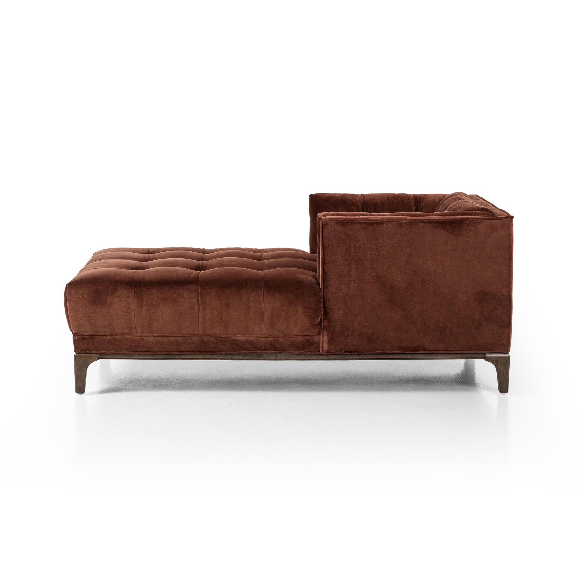 Elsie Chaise in auburn velvet side view