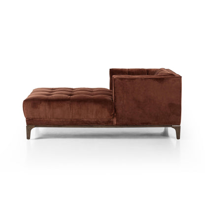 Elsie Chaise in auburn velvet side view