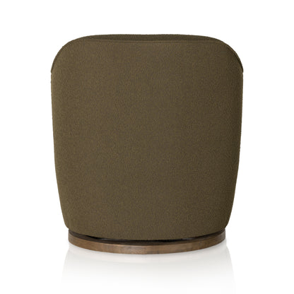 Olive Boucle Rose Swivel Chair back view
