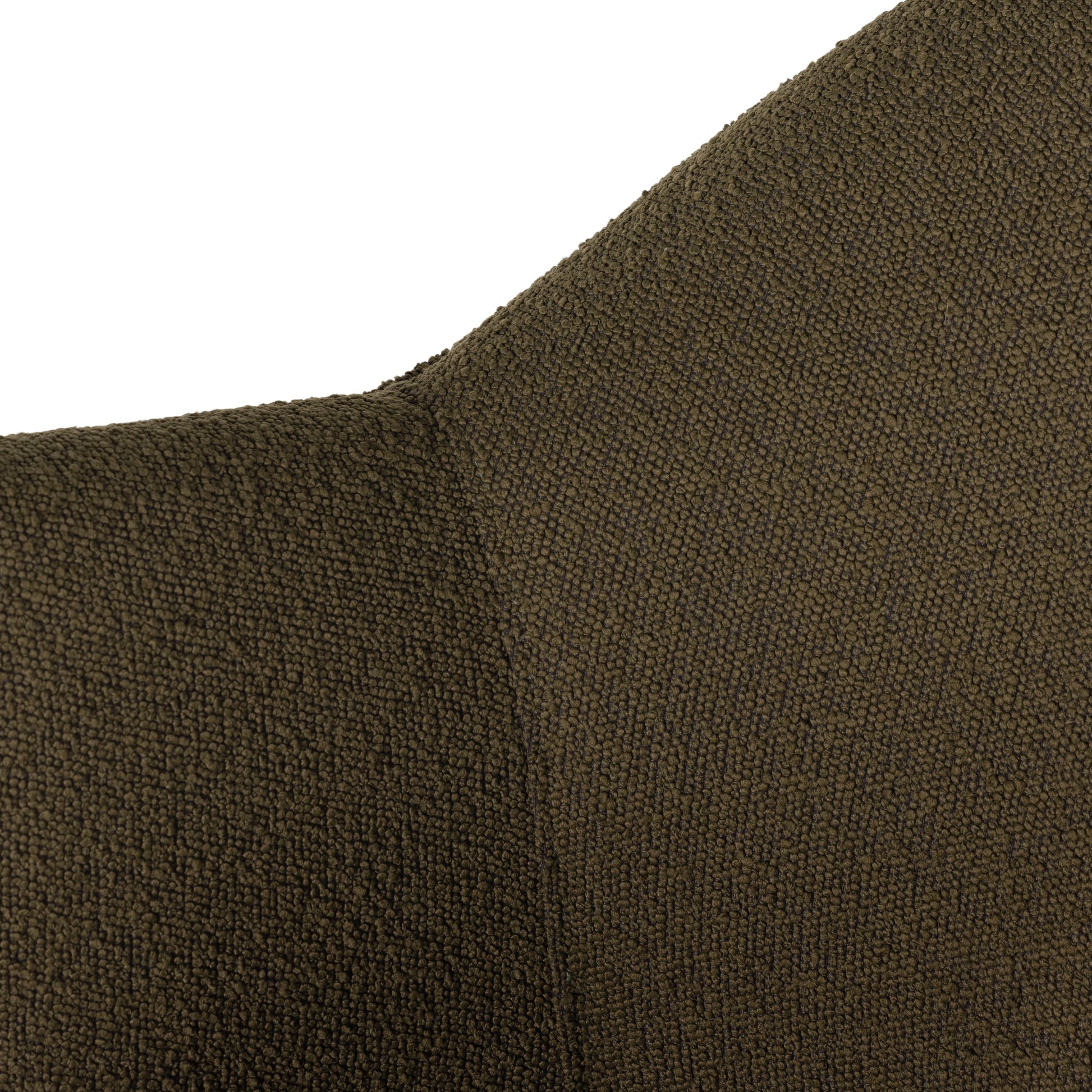 Olive Boucle Rose Swivel Chair arm up close