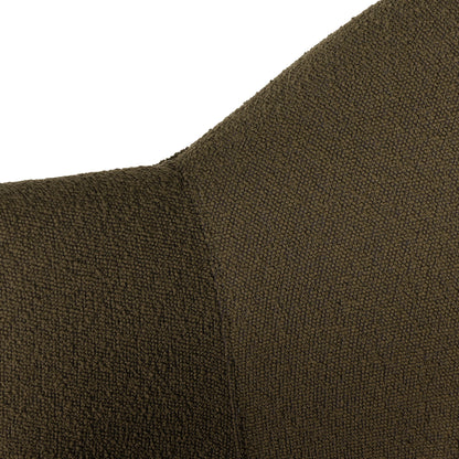 Olive Boucle Rose Swivel Chair arm up close